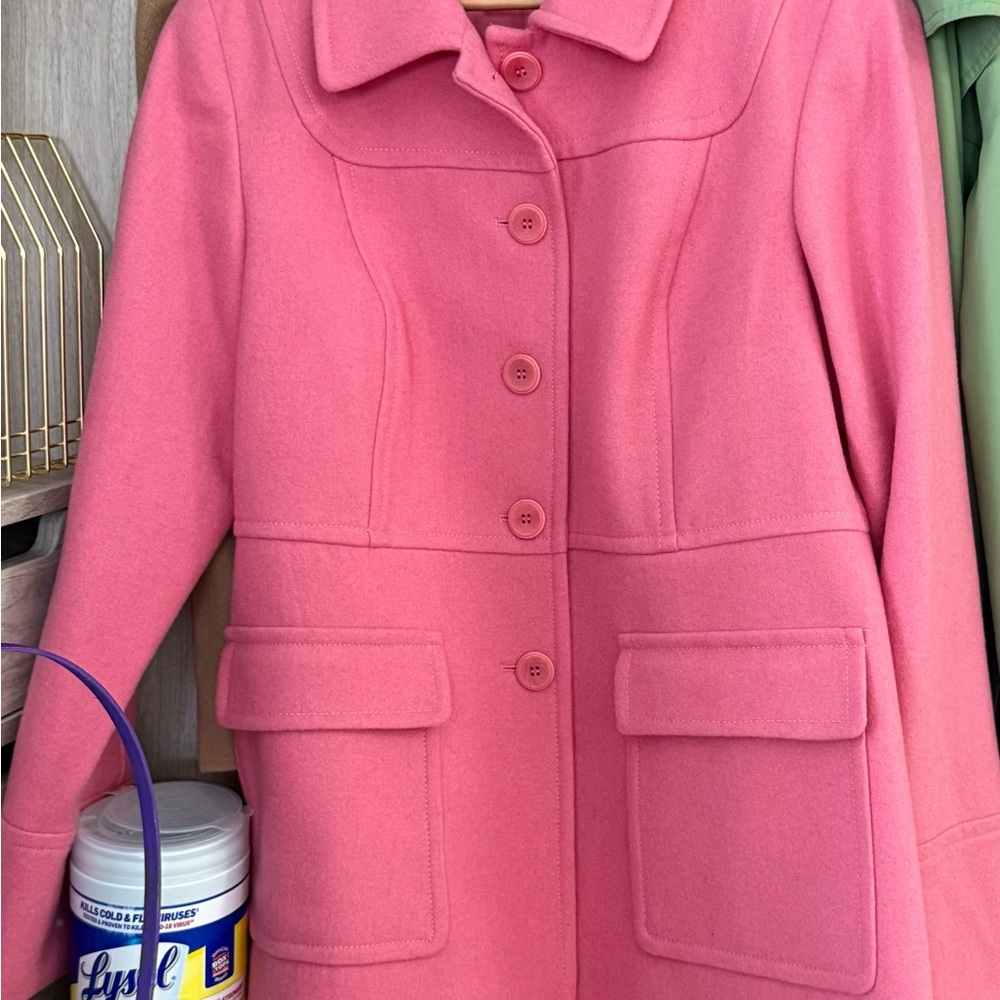 Pendleton Pink Button-Front Pea Coat M - image 1